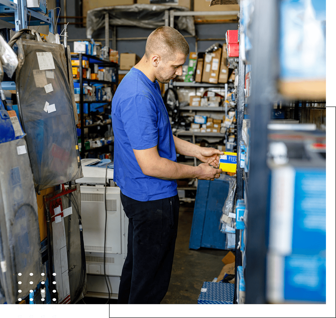 Warehouse worker sorting inventory